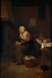 Old Woman by a Fireplace
